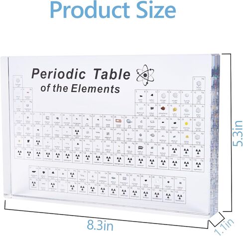 NLShan Periodic Table with Real Elements: Acrylic Periodic Table Display for Teaching - Chemistry Gift for Students, Teachers & Science Lovers in Kuwait