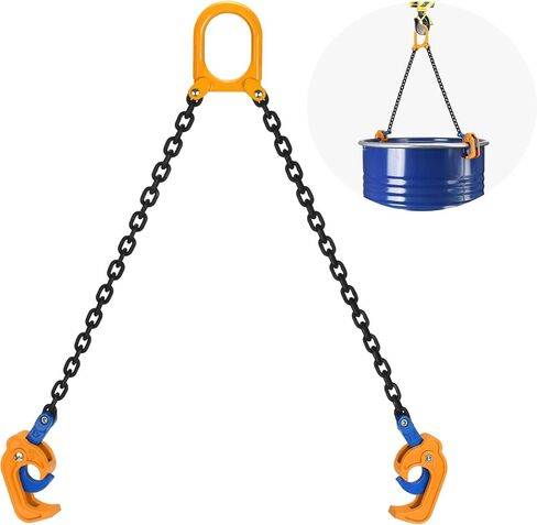 رافع طبل السلسلة - سعة تحميل 2200 رطل، مناسب لرفع براميل بلاستيكية/معدنية سعة 55 جالون، حلقة رفع مناسبة للرافعات (نموذج محسّن) in Kuwait