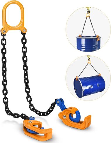 رافع طبل السلسلة - سعة تحميل 2200 رطل، مناسب لرفع براميل بلاستيكية/معدنية سعة 55 جالون، حلقة رفع مناسبة للرافعات (نموذج محسّن) in Kuwait