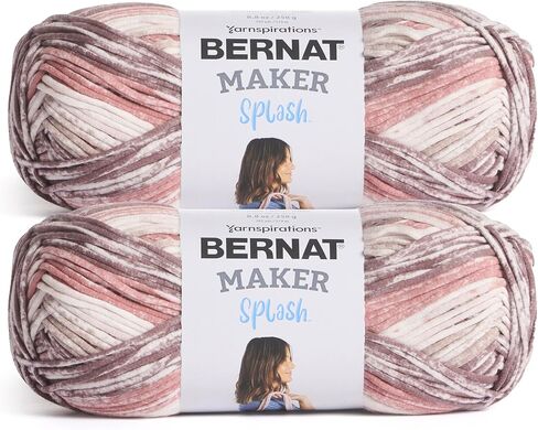 Bernat Maker Splash Bark Yarn - 2 Pack of 250 g / 8.8 oz - 75% Cotton 25% Nylon - #5 Bulky - 279m /305Yards - for Knitting, Crochet and Amigurumi in Saudi Arabia