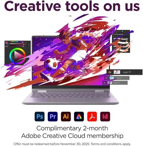 Lenovo IdeaPad Slim 15.6 inch FHD Touch Laptop | AMD Ryzen 7-7730U(Beat i7-1355U) | AMD Radeon Graphics| Fingerprint | Backlit | 16GB RAM | 512GB SSD | Windows 11 Home | Bundle with Stylus Pen in Saudi Arabia