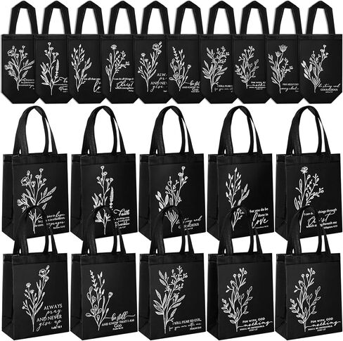 Sweetude 40 Pcs Christian Gift Bags Bulk with Handle Medium Floral Bible Verse Bags Reusable Baptism Religious Church Welcome Non Woven Totes for Holy Week Easter Sunday School Favor(Mild Colors) in Kuwait