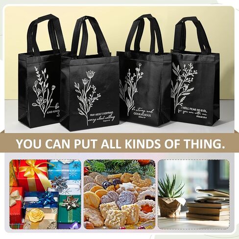 Sweetude 40 Pcs Christian Gift Bags Bulk with Handle Medium Floral Bible Verse Bags Reusable Baptism Religious Church Welcome Non Woven Totes for Holy Week Easter Sunday School Favor(Mild Colors) in Kuwait