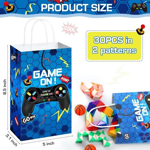 Saypacck 30 Pcs Video Game Gift Bags Level up Paper Handbag Goodie Bag with Handle Party Favors for Girl Boy Birthday in Kuwait