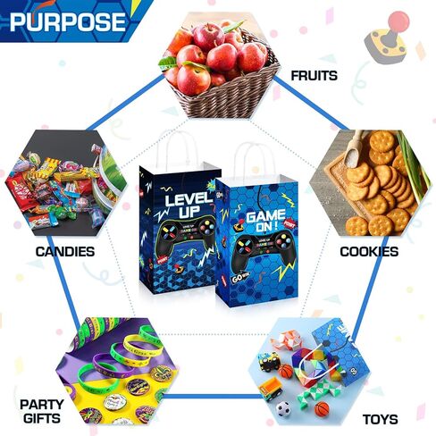 Saypacck 30 Pcs Video Game Gift Bags Level up Paper Handbag Goodie Bag with Handle Party Favors for Girl Boy Birthday in Kuwait