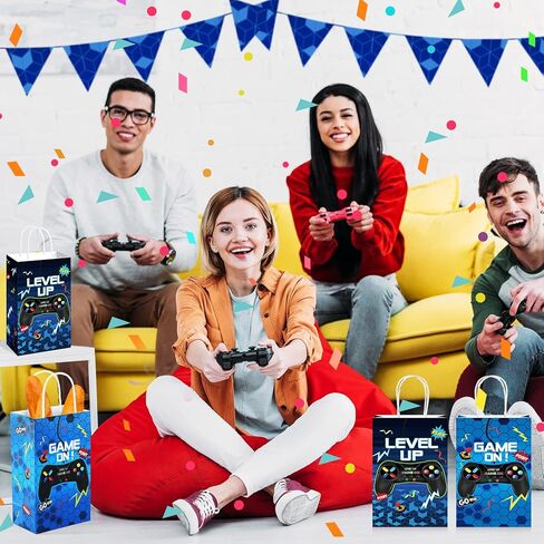 Saypacck 30 Pcs Video Game Gift Bags Level up Paper Handbag Goodie Bag with Handle Party Favors for Girl Boy Birthday in Kuwait