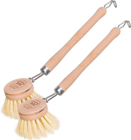 Redecker German-Made Horse Hair Bristle Dish Brush, Soft All-Purpose Scrubber for Kitchen & Household with Strong Horse Hair Bristles, 1-1/2 inch Replaceable Brush Head, Single Unit, 9-inches Long in Saudi Arabia