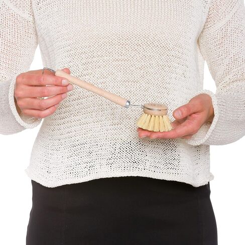 Redecker German-Made Horse Hair Bristle Dish Brush, Soft All-Purpose Scrubber for Kitchen & Household with Strong Horse Hair Bristles, 1-1/2 inch Replaceable Brush Head, Single Unit, 9-inches Long in Saudi Arabia