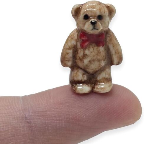 1¼" High Brown Open Arms Hug Teddy Bear Figurine - Miniature Hand Made Painted Ceramic Animals Porcelain Clay Pottery Decorative Collectible Figurines Décor Gifts in Saudi Arabia