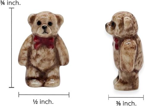 1¼" High Brown Open Arms Hug Teddy Bear Figurine - Miniature Hand Made Painted Ceramic Animals Porcelain Clay Pottery Decorative Collectible Figurines Décor Gifts in Saudi Arabia