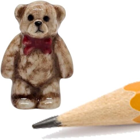 1¼" High Brown Open Arms Hug Teddy Bear Figurine - Miniature Hand Made Painted Ceramic Animals Porcelain Clay Pottery Decorative Collectible Figurines Décor Gifts in Saudi Arabia