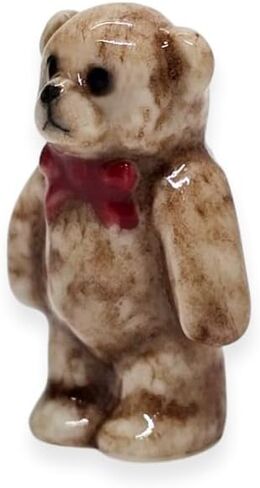 1¼" High Brown Open Arms Hug Teddy Bear Figurine - Miniature Hand Made Painted Ceramic Animals Porcelain Clay Pottery Decorative Collectible Figurines Décor Gifts in Saudi Arabia