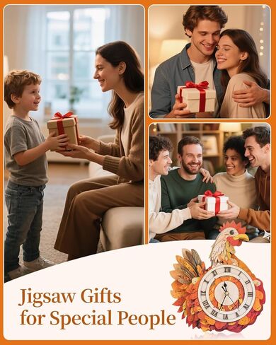 Rnfinewow 3D Puzzles for Adults, Wooden Puzzles, Blue Dragon Wall Clock DIY Kit with Pendulum, Beginner 33 Piece 3D Puzzles, Creative Gift Ideas for Adults and Teens in Kuwait