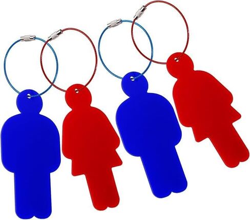 Men Women Unisex Acrylic Restroom Dressing Room Keychains Tags with Wire Rings for Office Bathroom Keys at Office/School/Restaurant/Store/Classroom 4 Pack in Kuwait