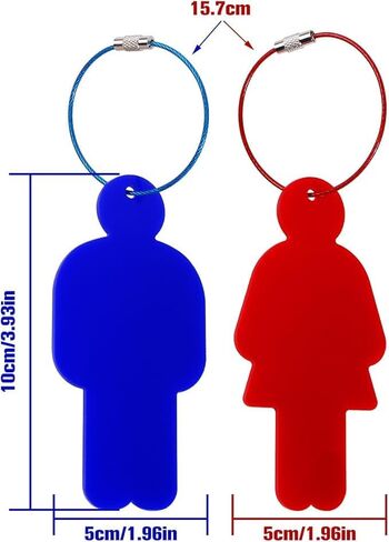 Men Women Unisex Acrylic Restroom Dressing Room Keychains Tags with Wire Rings for Office Bathroom Keys at Office/School/Restaurant/Store/Classroom 4 Pack in Kuwait