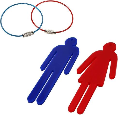 Men Women Unisex Acrylic Restroom Dressing Room Keychains Tags with Wire Rings for Office Bathroom Keys at Office/School/Restaurant/Store/Classroom 4 Pack in Kuwait