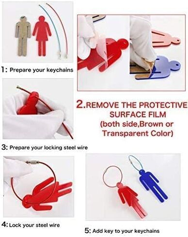 Men Women Unisex Acrylic Restroom Dressing Room Keychains Tags with Wire Rings for Office Bathroom Keys at Office/School/Restaurant/Store/Classroom 4 Pack in Kuwait