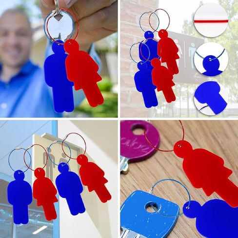 Men Women Unisex Acrylic Restroom Dressing Room Keychains Tags with Wire Rings for Office Bathroom Keys at Office/School/Restaurant/Store/Classroom 4 Pack in Kuwait