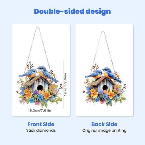 MXJSUA Birdhouse Flowers خاصة مجموعات فن الرسم الماس المعلقة للبالغين ، مجموعة الحجارة القلادة من أكريليك أكريليك كريستون للزخارف المنزلية والهدية in Saudi Arabia