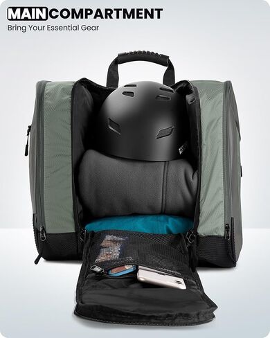 حقيبة أحذية التزلج OutdoorMaster 38L، حقيبة ظهر لأحذية التزلج على الجليد للسفر الجوي مع قاعدة مقاومة للماء لخوذة التزلج والنظارات والقفازات in Kuwait