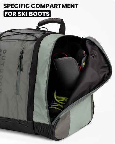 حقيبة أحذية التزلج OutdoorMaster 38L، حقيبة ظهر لأحذية التزلج على الجليد للسفر الجوي مع قاعدة مقاومة للماء لخوذة التزلج والنظارات والقفازات in Kuwait