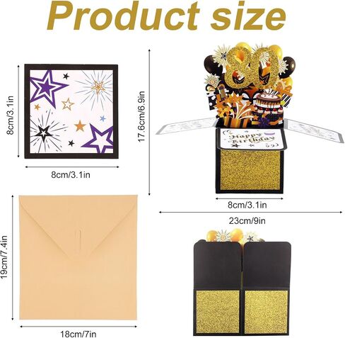 Happy Birthday 3D Pop-Up Card, Colorful Pop up Box with Envelope & 90 Years Old Greeting Card Birthday Gifts Cool Pop up Birthday Card for Grandma Grandpa Men Women (90th) in Saudi Arabia