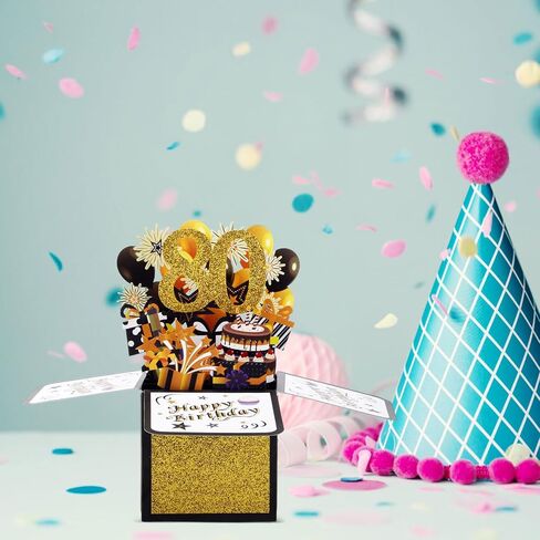 Happy Birthday 3D Pop-Up Card, Colorful Pop up Box with Envelope & 90 Years Old Greeting Card Birthday Gifts Cool Pop up Birthday Card for Grandma Grandpa Men Women (90th) in Saudi Arabia