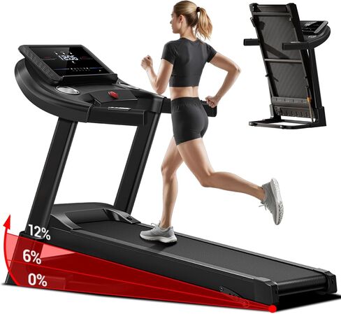 CURSOR FITNESS Home Folding Treadmill with Pulse Sensor, 2.5 HP Quiet Brushless, 7.5 MPH, 265 LBS Capacity in Saudi Arabia