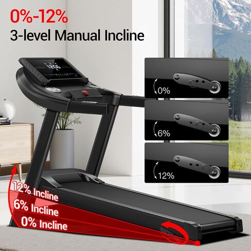 CURSOR FITNESS Home Folding Treadmill with Pulse Sensor, 2.5 HP Quiet Brushless, 7.5 MPH, 265 LBS Capacity in Saudi Arabia