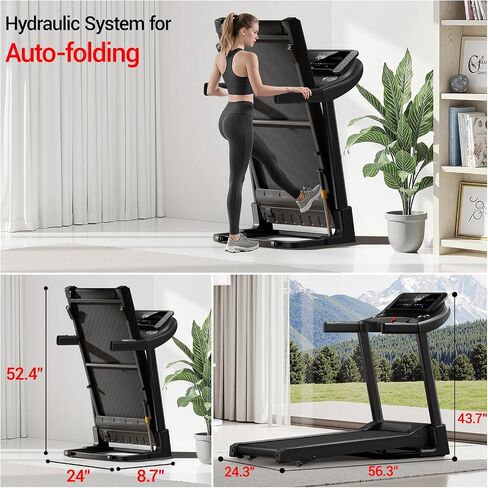 CURSOR FITNESS Home Folding Treadmill with Pulse Sensor, 2.5 HP Quiet Brushless, 7.5 MPH, 265 LBS Capacity in Saudi Arabia