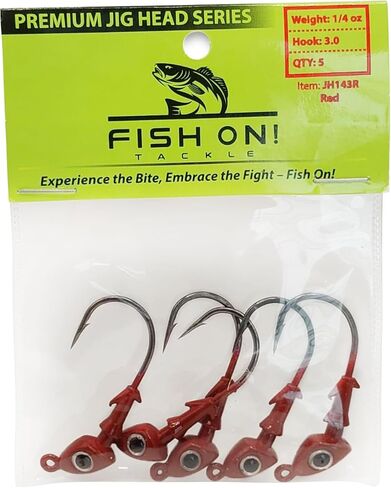 Jig Heads Pack of 5 - Fishing Jigs with Super Sharp Black Nickel Hooks - Double Locking Bait Stays & Multi-Color Eyes - Perfect for Freshwater & Saltwater Fishing in Saudi Arabia