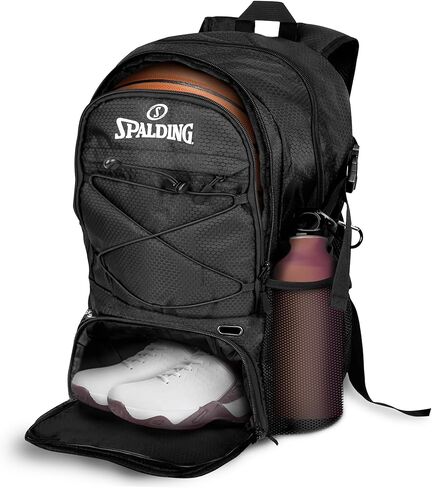 Spalding Basketball Backpack Sports Bag, Black Backpack with Ball and Shoe Compartment, Use for Basketball Accessories & Stuff, Basketball Gifts for Basketball Players in Kuwait