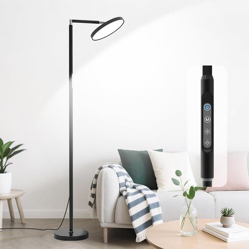 Modern Eye-Care LED Floor Lamp,72" White Standing Lamps with Remote & Touch Control, 18W Tall Torchiere Bright Lamp for Bedroom,Office,Living Room in Kuwait