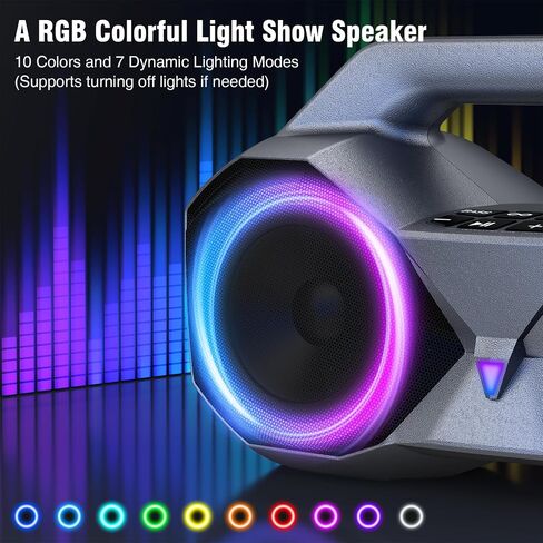 KMAG Portable Bluetooth Wireless Speaker - IPX7 Waterproof, 80W Premium Sound, 20H Playtime, Dynamic Light, Deep Bass, Dual Pairing, 5.3 BT for Outdoor, Home, Party, Gifts (Black) in Kuwait