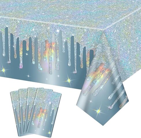 4 Pack Rose Gold Table Cloths, 51 x 86 inches Rose Gold Glitter Tablecloth for Girls and Women 16th 18th 21st 30th 40th Birthday Weddings in Kuwait