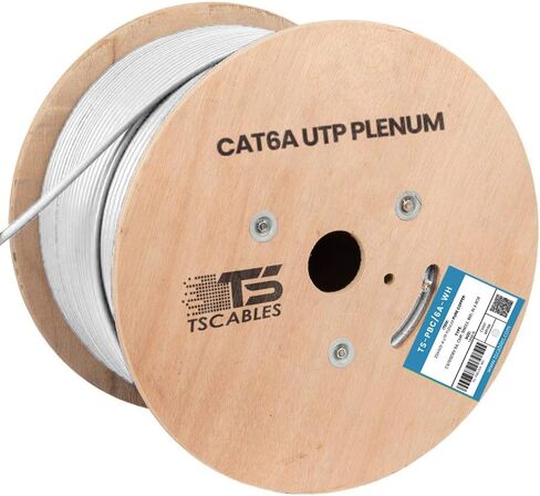 TSCables Cat6A Plenum Shielded Cable 1000ft – Pure Copper, 750MHz F/UTP, PoE++ Ready, 23AWG with Overall Aluminum Foil Shield for High-Speed, Interference-Free Networking in Air Ducts & Ceilings-Black in Saudi Arabia