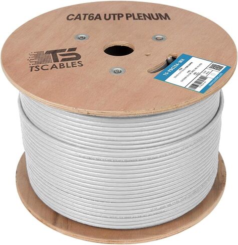 TSCables Cat6A Plenum Shielded Cable 1000ft – Pure Copper, 750MHz F/UTP, PoE++ Ready, 23AWG with Overall Aluminum Foil Shield for High-Speed, Interference-Free Networking in Air Ducts & Ceilings-Black in Saudi Arabia