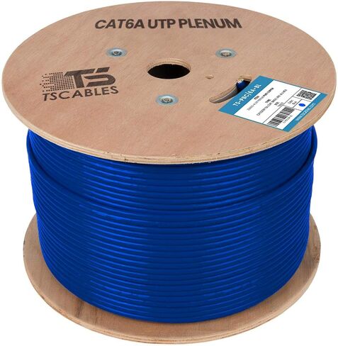 TSCables Cat6A Plenum Shielded Cable 1000ft – Pure Copper, 750MHz F/UTP, PoE++ Ready, 23AWG with Overall Aluminum Foil Shield for High-Speed, Interference-Free Networking in Air Ducts & Ceilings-Black in Saudi Arabia