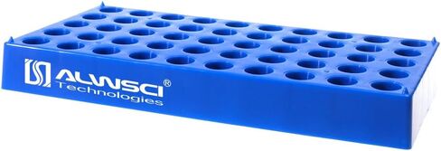 (1 Pack) ALWSCI Vial Rack, Lab HPLC Vial Holder, 12 mm Vial Tray Holder 50 Well Stackable, Blue Tube Rack for 2 ml Autosampler Vial in Kuwait