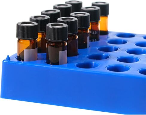(1 Pack) ALWSCI Vial Rack, Lab HPLC Vial Holder, 12 mm Vial Tray Holder 50 Well Stackable, Blue Tube Rack for 2 ml Autosampler Vial in Kuwait