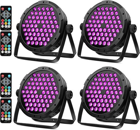90W 60LEDs Par Lights 2Pack - RGB Stage Par Lights الصوت المنشط عن طريق جهاز التحكم عن بعد وDMX للتحكم في الأحداث الكنيسة الزفاف الموسيقى الرقص عرض DJ إضاءة الحفلات in Kuwait