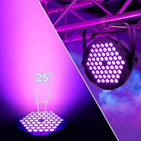 90W 60LEDs Par Lights 2Pack - RGB Stage Par Lights الصوت المنشط عن طريق جهاز التحكم عن بعد وDMX للتحكم في الأحداث الكنيسة الزفاف الموسيقى الرقص عرض DJ إضاءة الحفلات in Kuwait
