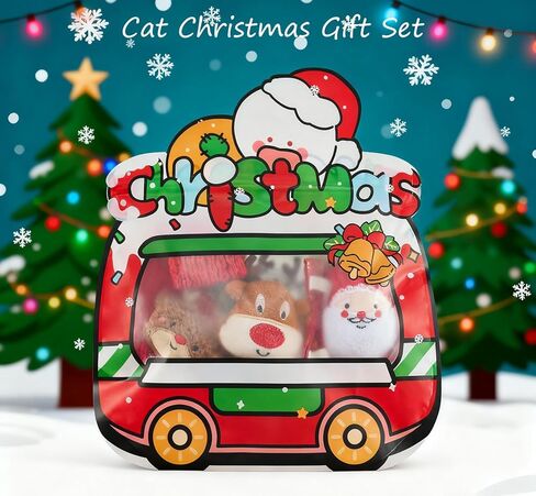 3 قطع من ألعاب القطط للكريسماس، ألعاب القطط القطيفة لعيد الميلاد، سانتا كلوز، شجرة رجل الثلج، ألعاب المضغ التفاعلية للقطط in Kuwait