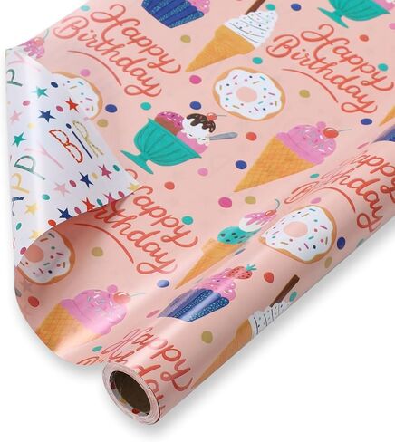 WRAPAHOLIC Cow Baby Shower Wrapping Paper Roll - Mini Roll - 17 Inch x 16.5 Feet - Pink and Black Cow Print Wrapping Paper, Perfect for Baby Shower, Kids Girl Birthday in Saudi Arabia