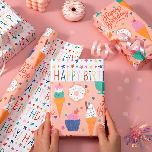 WRAPAHOLIC Cow Baby Shower Wrapping Paper Roll - Mini Roll - 17 Inch x 16.5 Feet - Pink and Black Cow Print Wrapping Paper, Perfect for Baby Shower, Kids Girl Birthday in Saudi Arabia