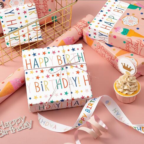 WRAPAHOLIC Cow Baby Shower Wrapping Paper Roll - Mini Roll - 17 Inch x 16.5 Feet - Pink and Black Cow Print Wrapping Paper, Perfect for Baby Shower, Kids Girl Birthday in Saudi Arabia