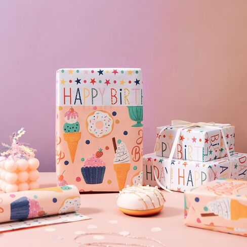WRAPAHOLIC Cow Baby Shower Wrapping Paper Roll - Mini Roll - 17 Inch x 16.5 Feet - Pink and Black Cow Print Wrapping Paper, Perfect for Baby Shower, Kids Girl Birthday in Saudi Arabia