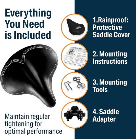 Bikeroo Oversized Bike Seat - Compatible with Peloton, Exercise or Road Bikes - Bicycle Saddle Replacement with Wide Cushion for Men & Womens Comfort in Saudi Arabia