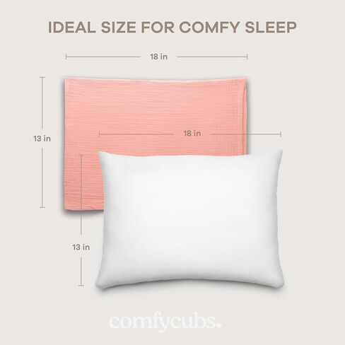 Comfy Cubs Toddler Pillow with Muslin Pillowcase, 13 x 18 in - Lightweight, Breathable Microfiber Fill for Sleeping and Travel - Soft and Cozy Small Pillow for Toddlers - Pacific Blue in Saudi Arabia