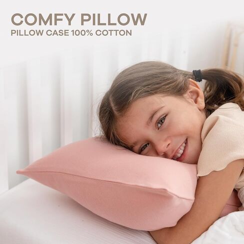 Comfy Cubs Toddler Pillow with Soft Cotton Pillowcase, 13"x18", Blush - Kids Pillow for Sleeping & Travel - Adorable & Comfortable Small Pillow - Kids Travel Pillow with Breathable Microfiber Fill in Saudi Arabia